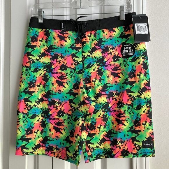 Hurley Big Boys' Tie Dye Splatter Stretch Quick Dry Board Shorts NWT size 16